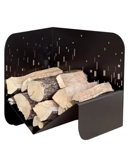 THIRARD - Range bûches noir pour intérieur et extérieur Bristol, acier, 433x500mm